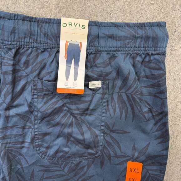 Orvis Jogger Men 2XL XXL Dark Blue Floral Tropical 28" Lyocell Tapered Casual - Picture 8 of 16